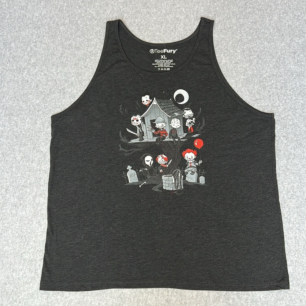 TeeFury Unisex Horror Kids Treehouse Halloween Tank Top Charcoal Gray Size XL - Picture 2 of 7